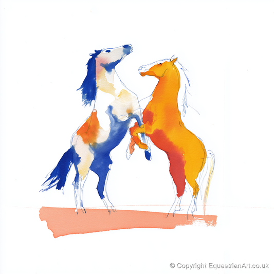 Clash of Colours - wild horses art print and canvas by Maxwell Flynn A.I