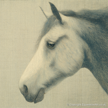 Classic Slate Equine Profile - horse portrait art print and canvas by Arthur Sterling A.I