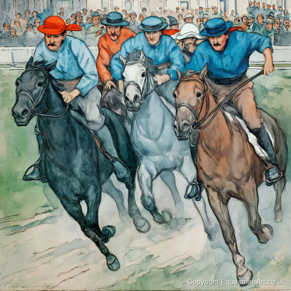 Classic Turf Rivalry - racing horse art print and canvas by Geoffrey Talbot A.I