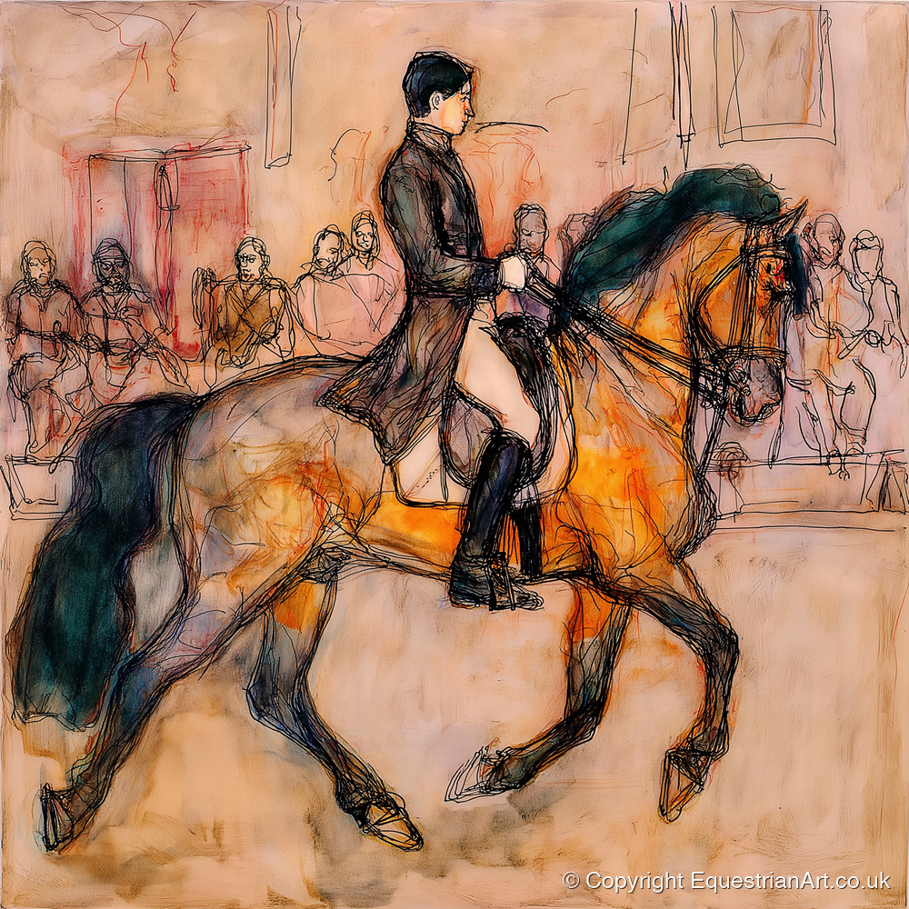 Classical Cadence - dressage horse art print and canvas by Clementine Villiers A.I