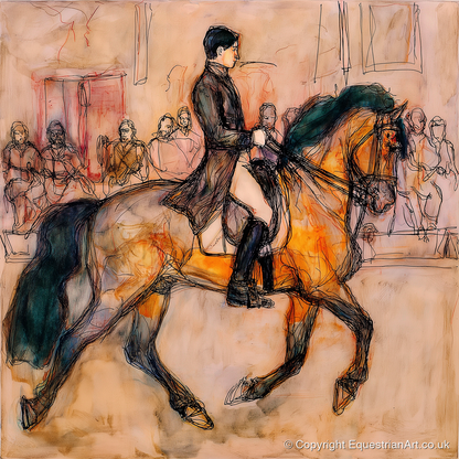 Classical Cadence - dressage horse art print and canvas by Clementine Villiers A.I