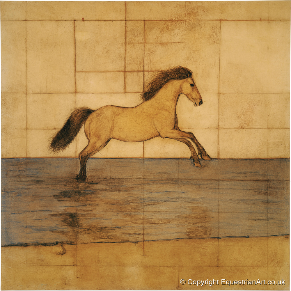 Classical Canter Study - horse portrait art print and canvas by Sophie Laurent A.I