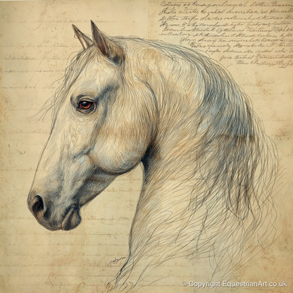 Classical Equine Study - horse portrait art print and canvas by Albert Loxley A.I