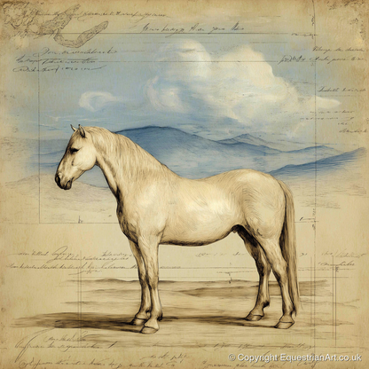 Classical Equine Study - horse portrait art print and canvas by Albert Loxley A.I
