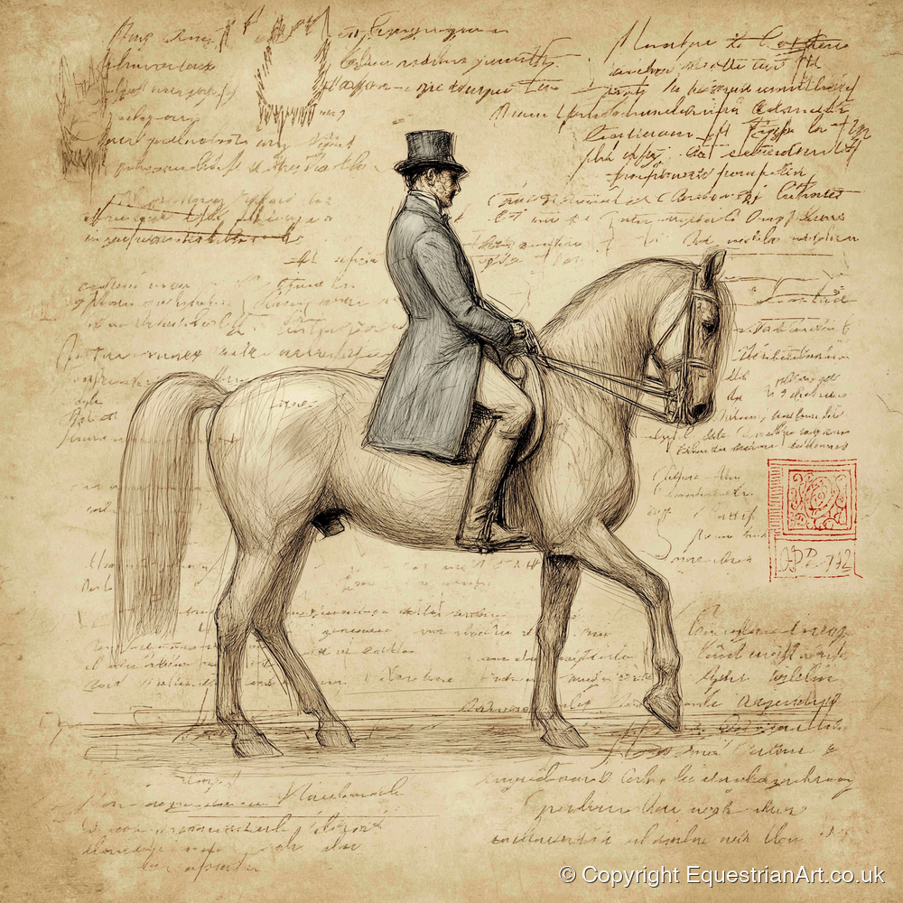 Classical Equitation Study - dressage horse art print and canvas by Albert Loxley A.I