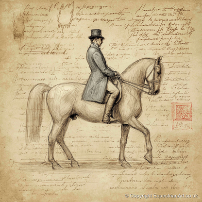 Classical Equitation Study - dressage horse art print and canvas by Albert Loxley A.I