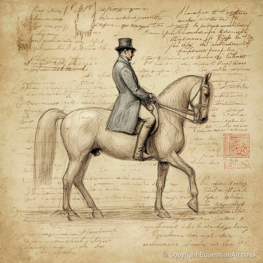 Classical Equitation Study - dressage horse art print and canvas by Albert Loxley A.I