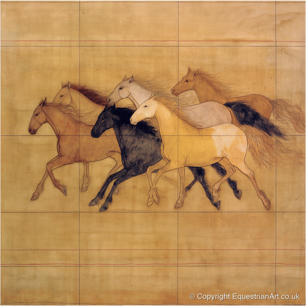 Classical Herd Study - wild horses art print and canvas by Sophie Laurent A.I