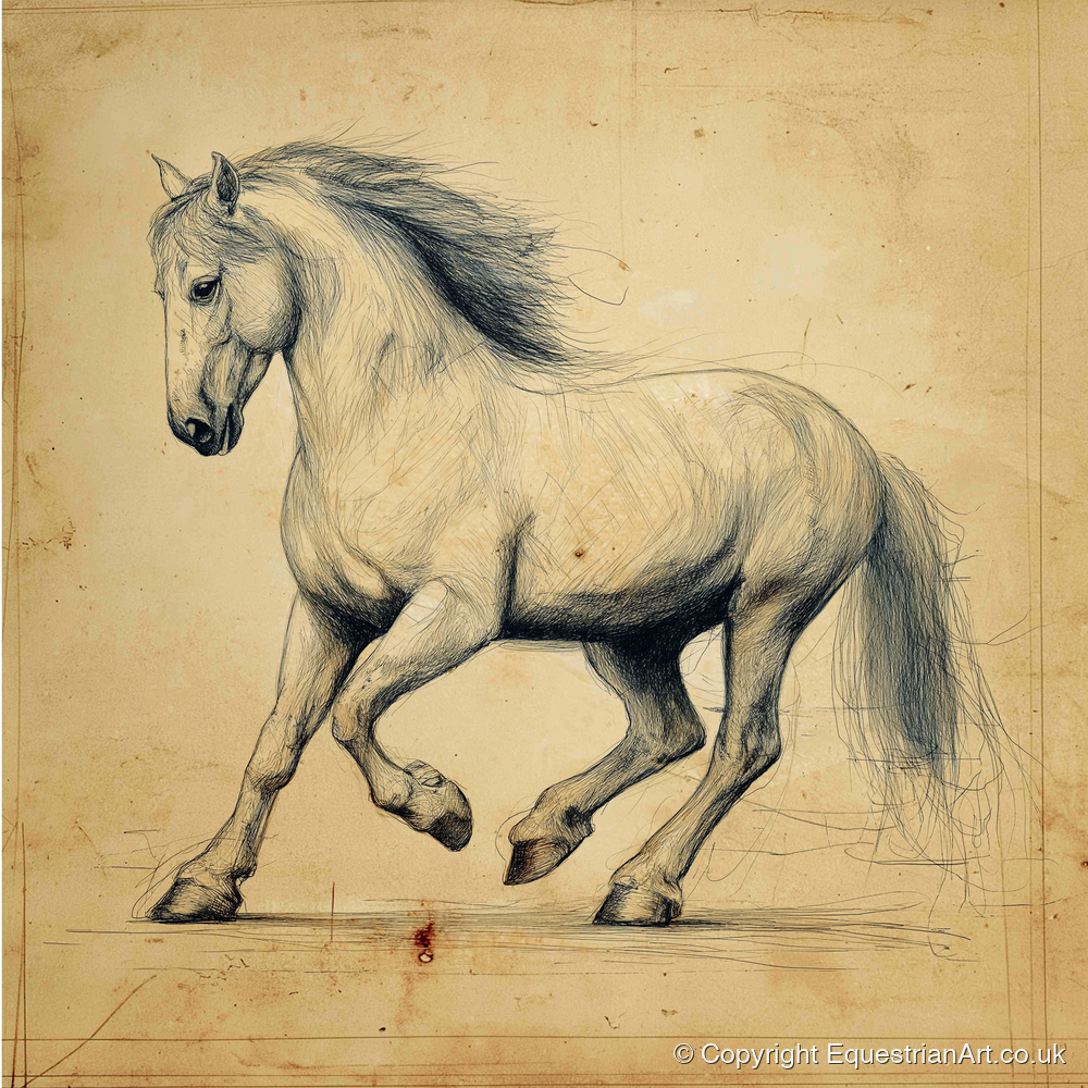Classical Motion Study - horse portrait art print and canvas by Albert Loxley A.I