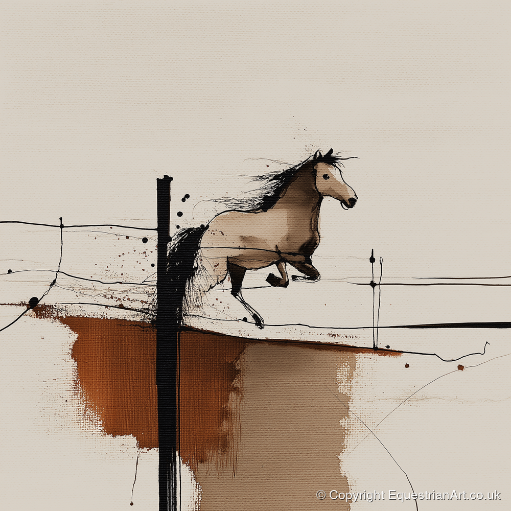 Clearing the Boundary - show jumping horse art print and canvas by Julian Vance A.I