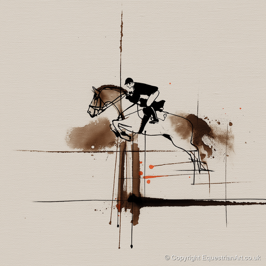 Clearing the Vertical - show jumping horse art print and canvas by Julian Vance A.I