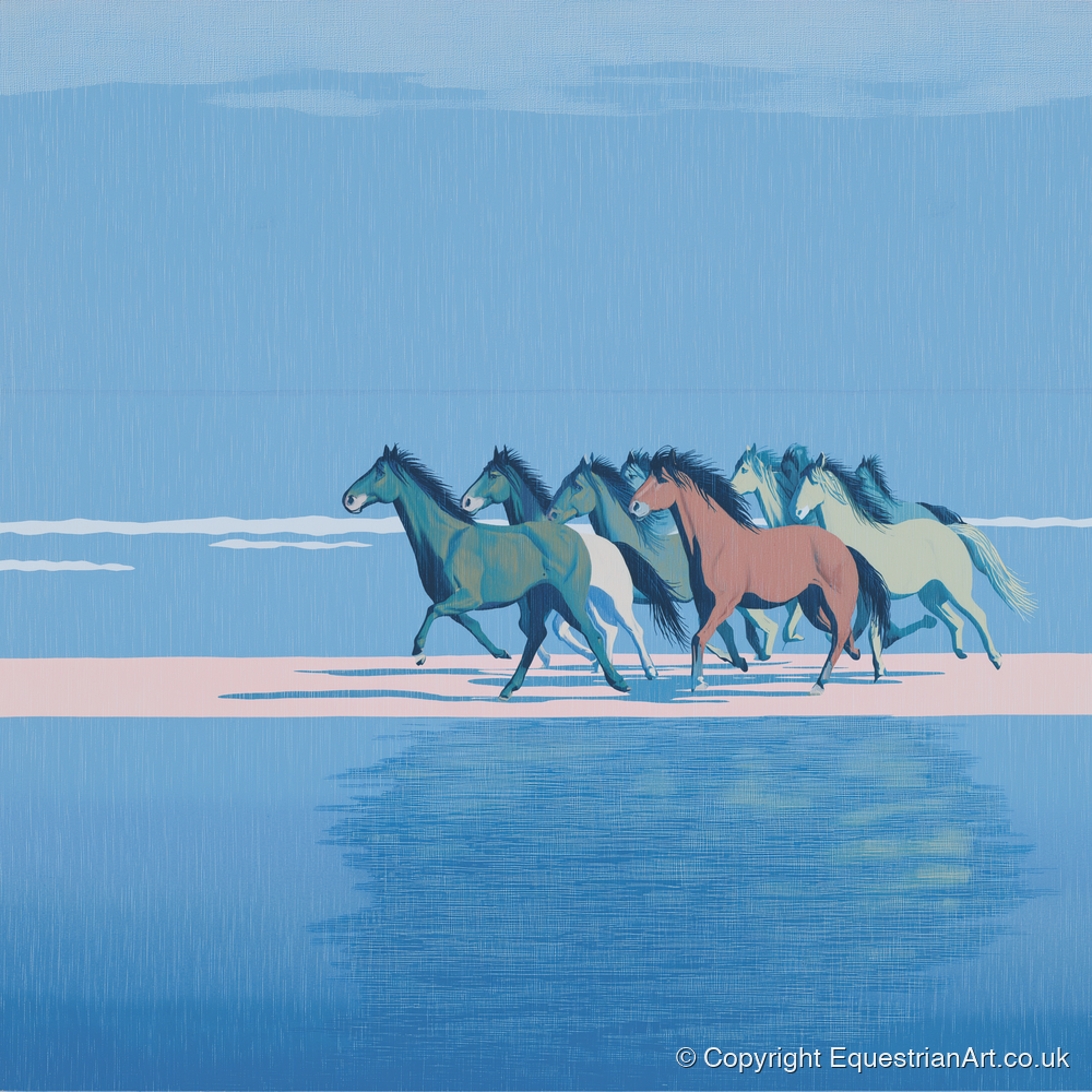 Coastal Canter - wild horses art print and canvas by Simon Whitlock A.I