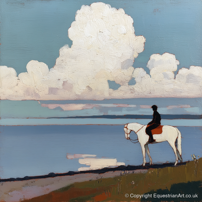 Coastal Contemplation - beach horse art print and canvas by Ralph Tennyson A.I