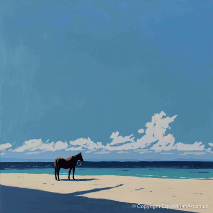 Coastal Contemplation - horse landscape art print and canvas by Preston Hale A.I