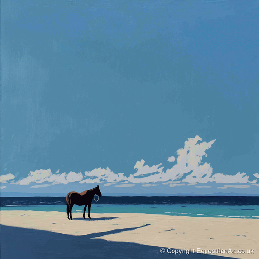 Coastal Contemplation - horse landscape art print and canvas by Preston Hale A.I