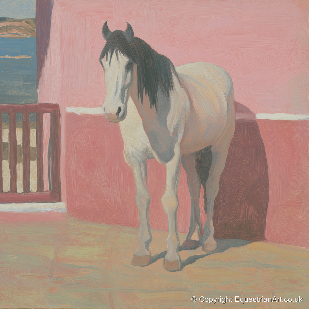 Coastal Courtyard Grey - horse breed art print and canvas by Florence Hadley A.I