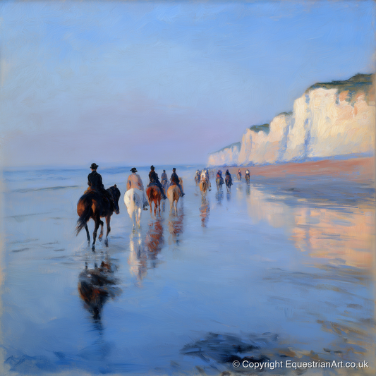 Coastal Hack at Low Tide - horse landscape art print and canvas by Gabriel Hayes A.I