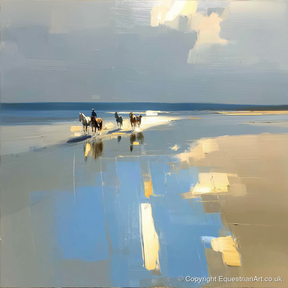Coastal Hack Reflections - horse landscape art print and canvas by Elias Thorne A.I