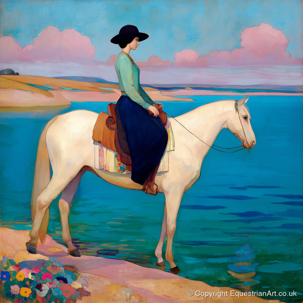 Coastal Reverie - beach horse art print and canvas by Aldous Trent A.I