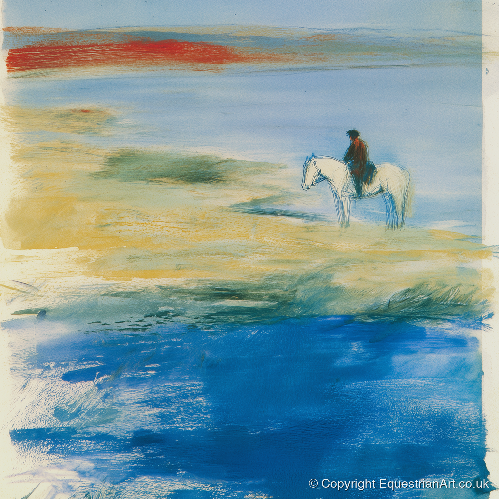 Coastal Solitude - beach horse art print and canvas by Emile Goddard A.I