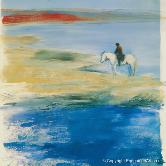 Coastal Solitude - beach horse art print and canvas by Emile Goddard A.I