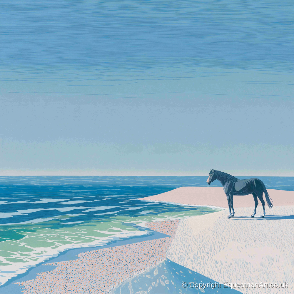 Coastal Solitude - horse landscape art print and canvas by Simon Whitlock A.I