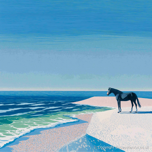 Coastal Solitude - horse landscape art print and canvas by Simon Whitlock A.I