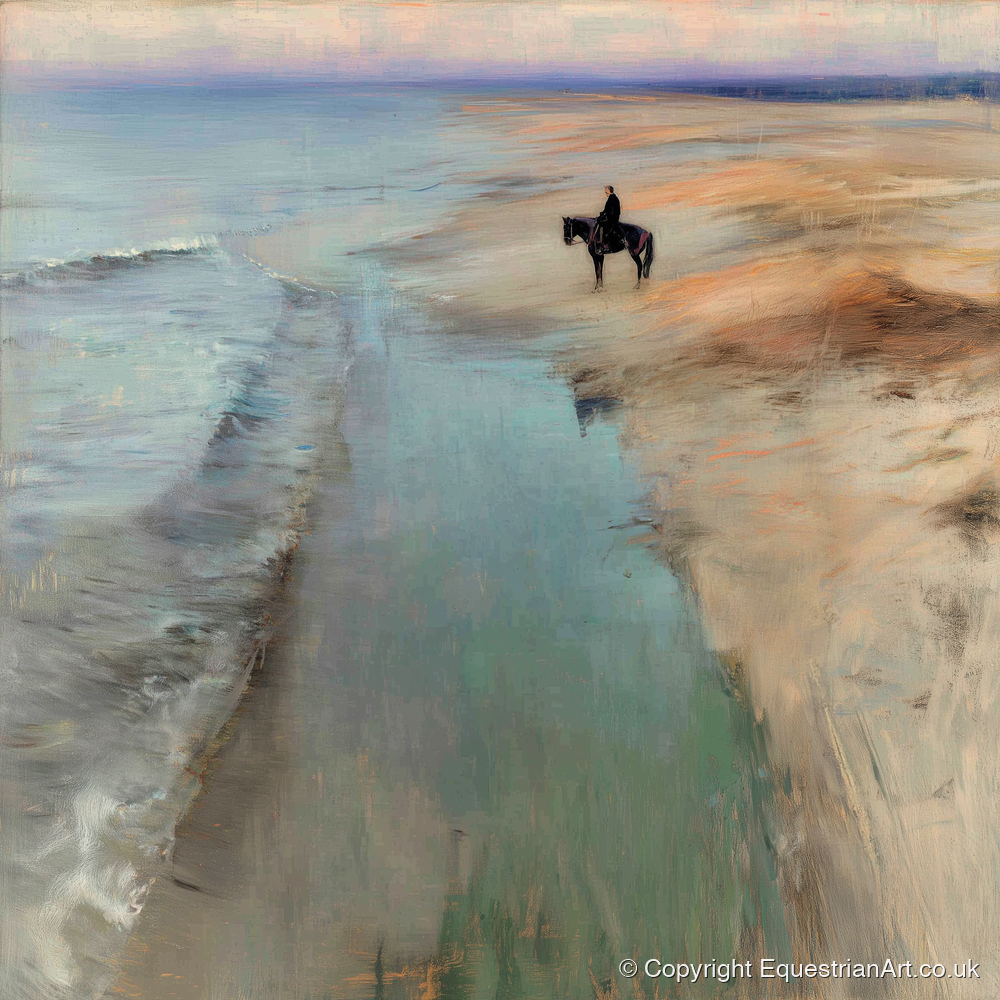 Coastal Solitude - horse landscape art print and canvas by Nathaniel Reed A.I