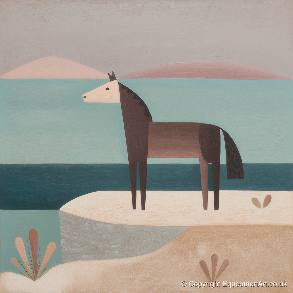 Coastal Solitude - horse landscape art print and canvas by Wallace Bingham A.I