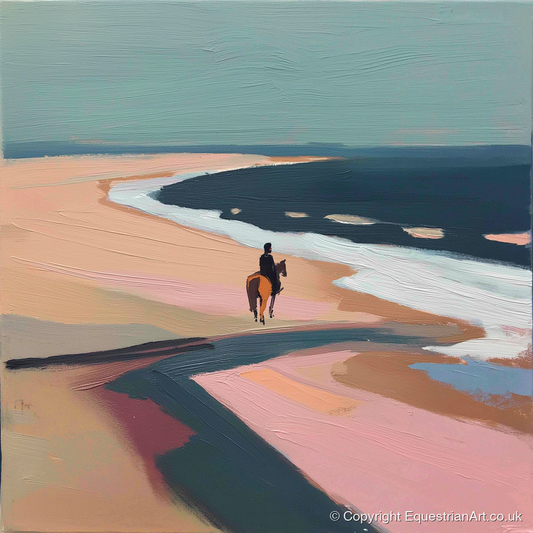 Coastal Solitude - horse landscape art print and canvas by Diana Sutherland A.I