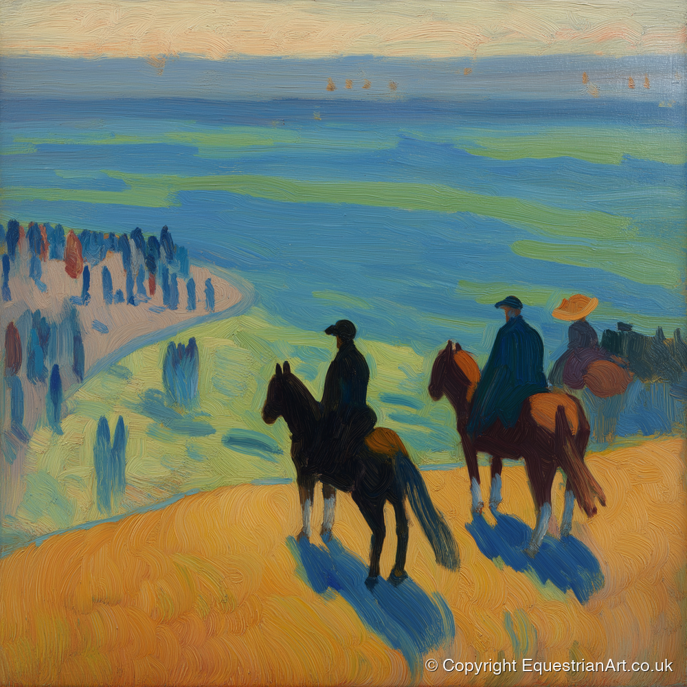 Coastal Vantage Point - horse landscape art print and canvas by Rowan Sinclair A.I