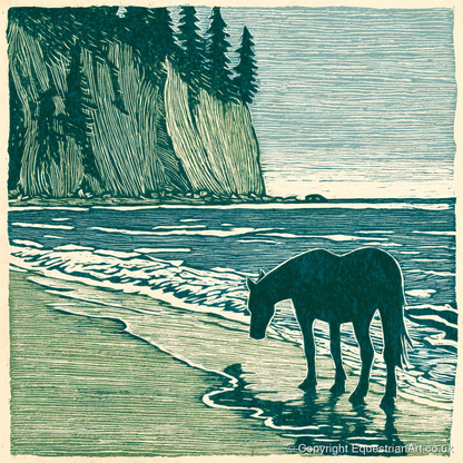 Coastal Waters Retreat - horse landscape art print and canvas by Hector Sullivan A.I