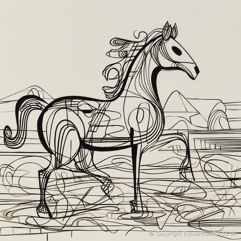 Coastline Contours - beach horse art print and canvas by Conrad Gallagher A.I