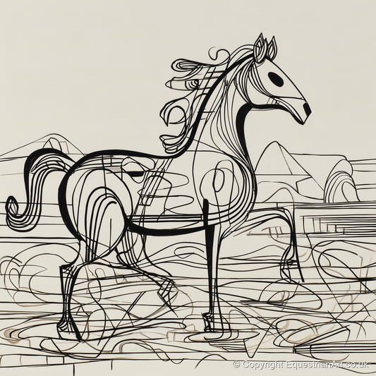 Coastline Contours - beach horse art print and canvas by Conrad Gallagher A.I