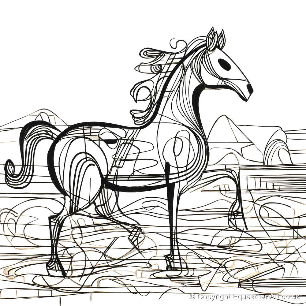 Coastline Contours - beach horse art print and canvas by Conrad Gallagher A.I