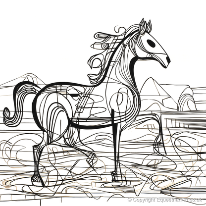 Coastline Contours - beach horse art print and canvas by Conrad Gallagher A.I
