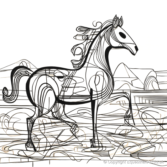 Coastline Contours - beach horse art print and canvas by Conrad Gallagher A.I