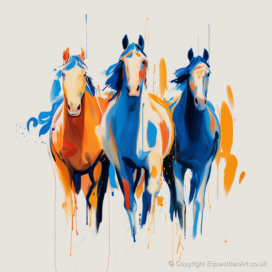 Cobalt and Amber Canter - wild horses art print and canvas by Winston Archer A.I