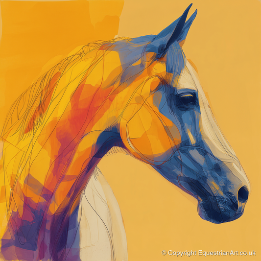 Cobalt and Amber Profile - horse portrait art print and canvas by Tobias Blake A.I
