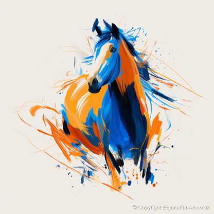 Cobalt and Amber Spirit - horse portrait art print and canvas by Winston Archer A.I