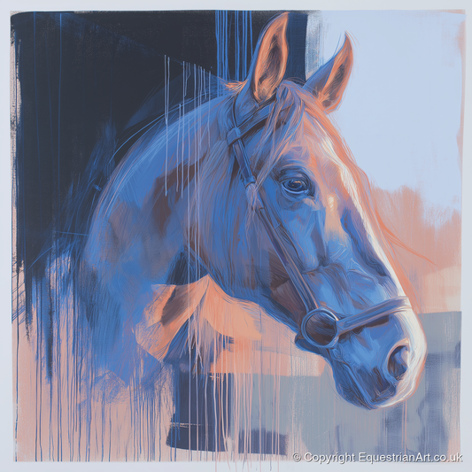Cobalt and Apricot Light - horse portrait art print and canvas by Charles Ashford A.I