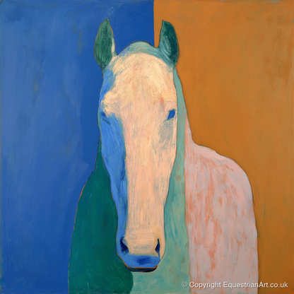 Cobalt And Clay Equine - horse portrait art print and canvas by Lydia Thornton A.I