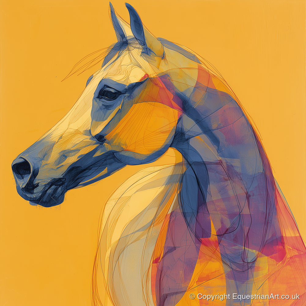 Cobalt and Gold Arabian - horse breed art print and canvas by Tobias Blake A.I