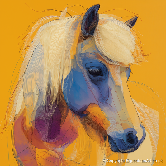 Cobalt and Gold Contour - horse breed art print and canvas by Tobias Blake A.I