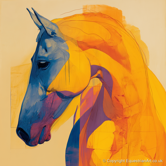 Cobalt and Gold Contour - horse breed art print and canvas by Tobias Blake A.I