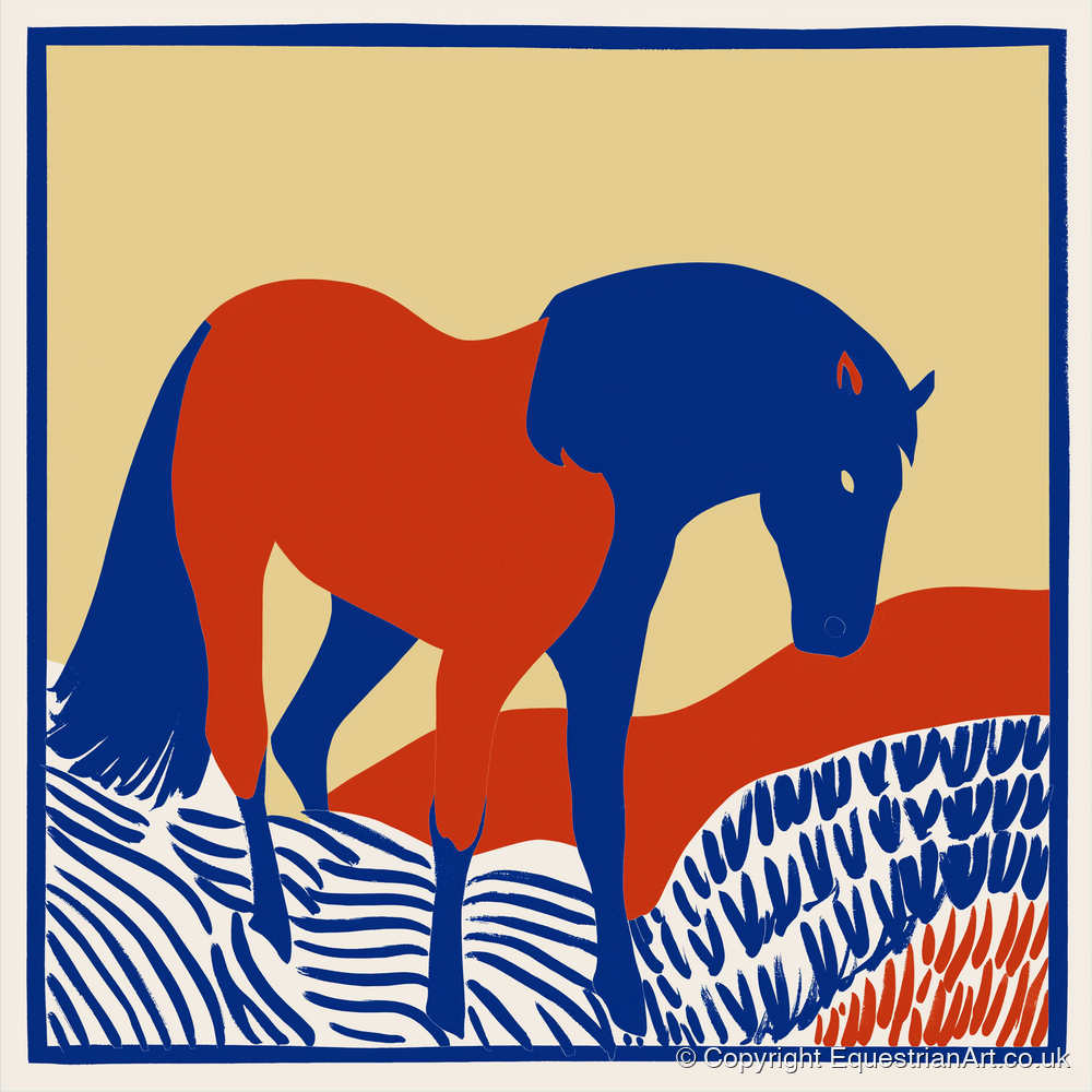 Cobalt And Rust - horse portrait art print and canvas by Matilda Graves A.I