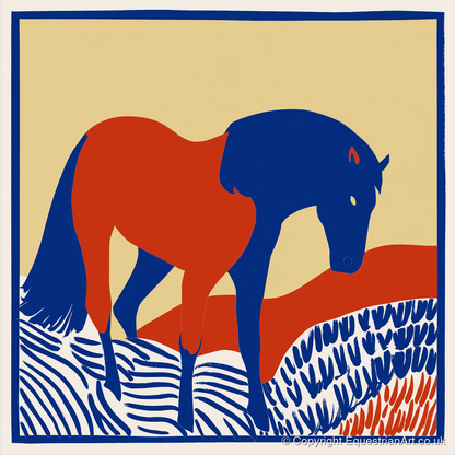 Cobalt And Rust - horse portrait art print and canvas by Matilda Graves A.I