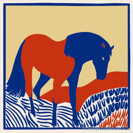 Cobalt And Rust - horse portrait art print and canvas by Matilda Graves A.I