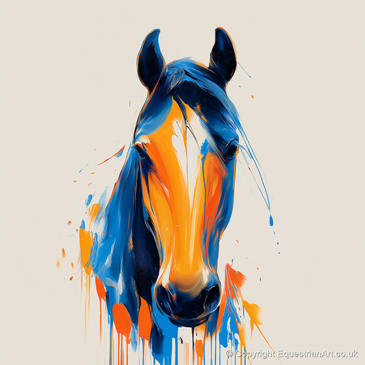 Cobalt and Sienna Spirit - horse portrait art print and canvas by Winston Archer A.I
