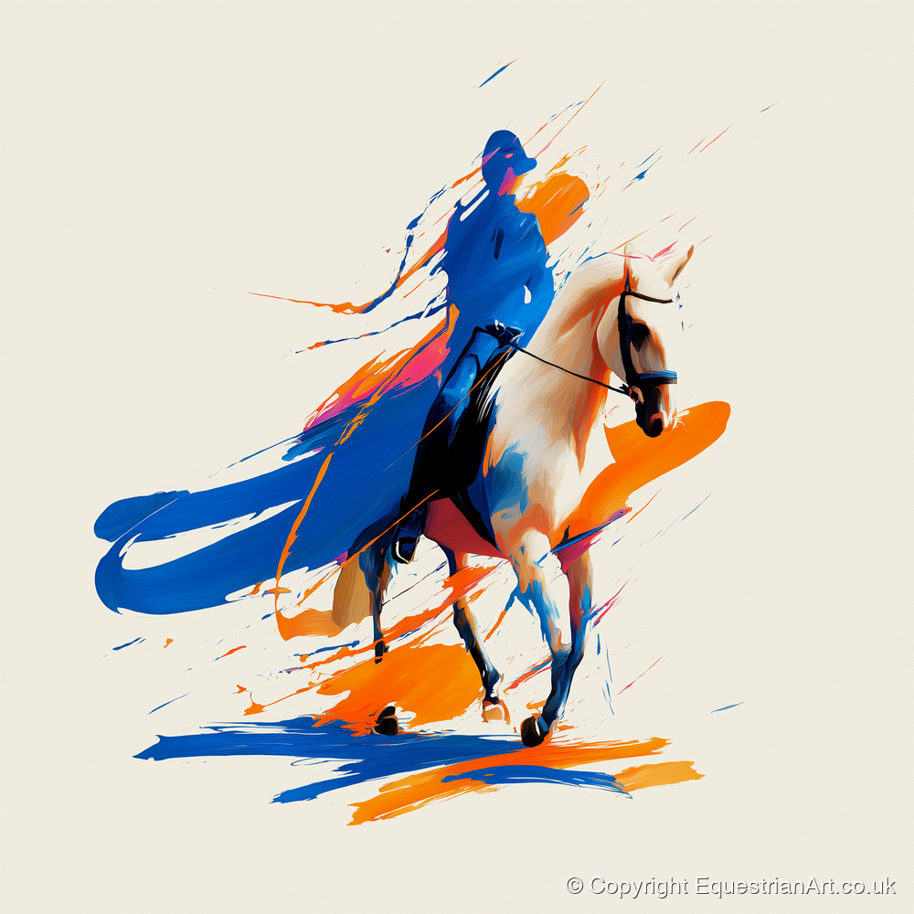 Cobalt Canter - dressage horse art print and canvas by Winston Archer A.I